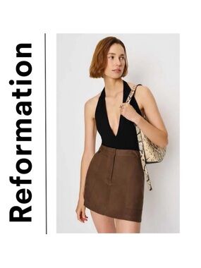 NWT Reformation Chocolate Brown Mini Skirt